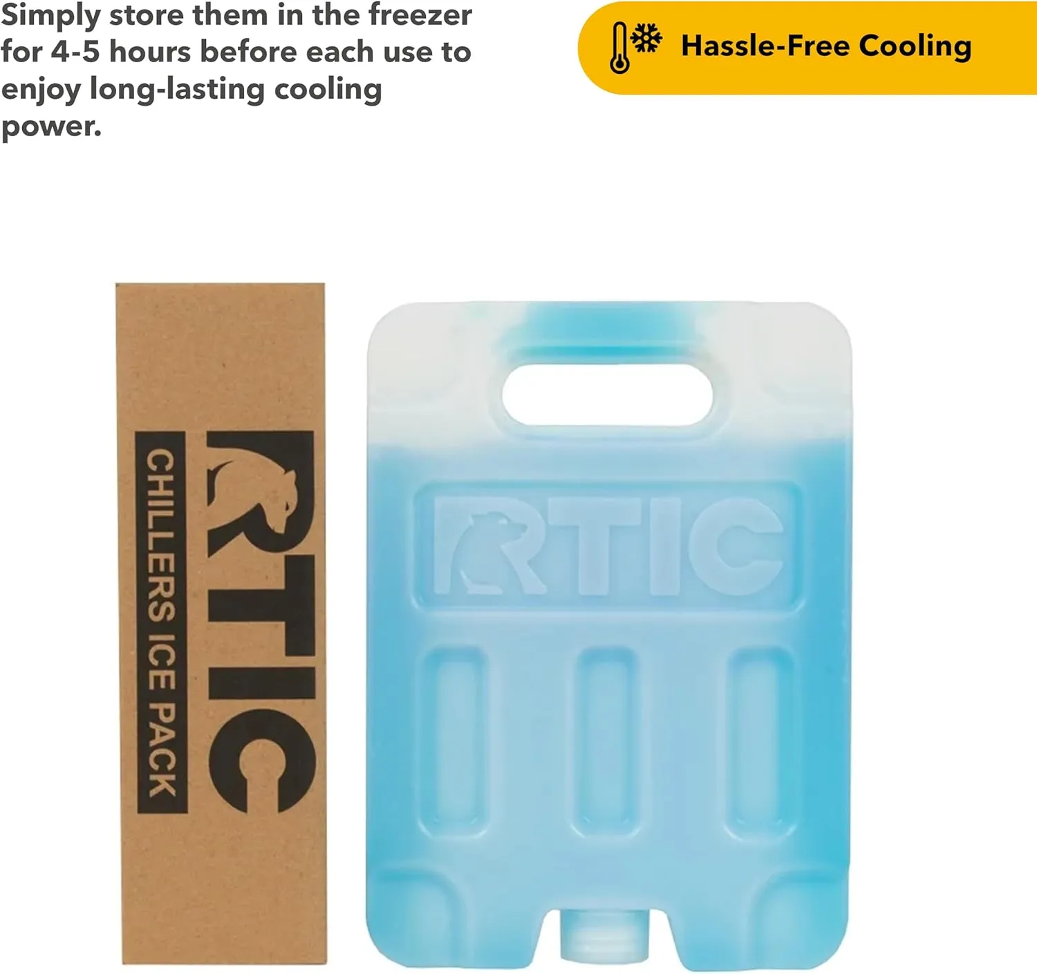 RTIC Refreezable Reusable Cooler Ice Packs Cold Ice Chest Pack Long-Lasting Break-Resistant for Food, Drink, Travel and Storage, 2 Pack