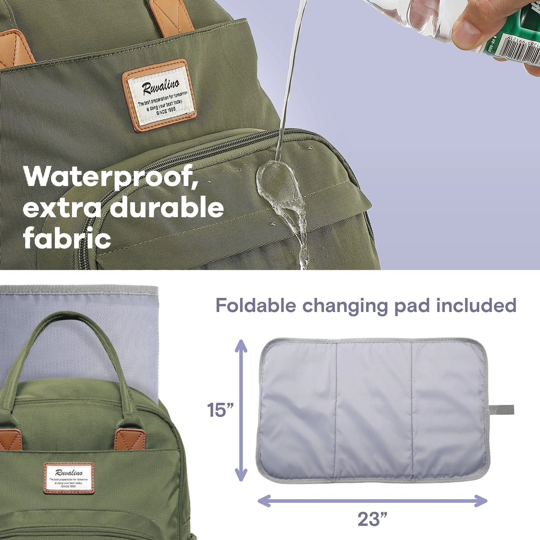 Ruvalino Classic Diaper Bag Backpack - Army Green