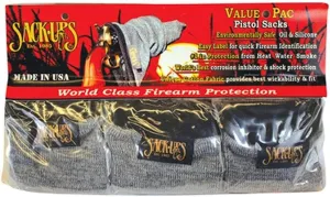 Sacks-Up Model 207 Gun Safe Cotton Fabric Socks for Pistol Care - Handgun Safe Moisture Resistant Gun Sock - 13.5 inches Pistol Sock 5 Packs