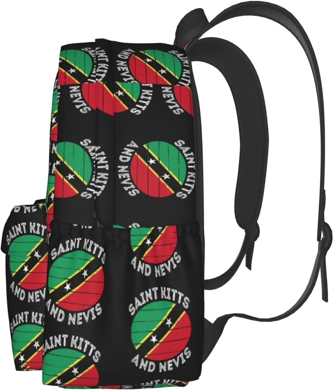 Saint Kitts Nevis Roots Flag Casual Backpack Large Capacity Travel Backpacks Laptop Daypack Commuter Rucksack Adjustable Strap Sports Bags for Hiking Biking