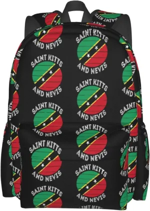 Saint Kitts Nevis Roots Flag Casual Backpack Large Capacity Travel Backpacks Laptop Daypack Commuter Rucksack Adjustable Strap Sports Bags for Hiking Biking
