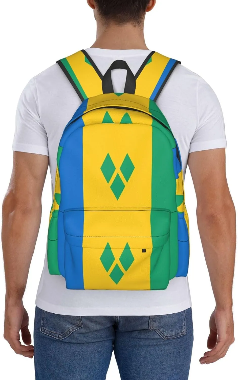 Saint Vincent Grenadines Flag Casual Backpack Large Capacity Travel Backpacks Laptop Daypack Commuter Rucksack Adjustable Strap Sports Bags for Hiking Biking