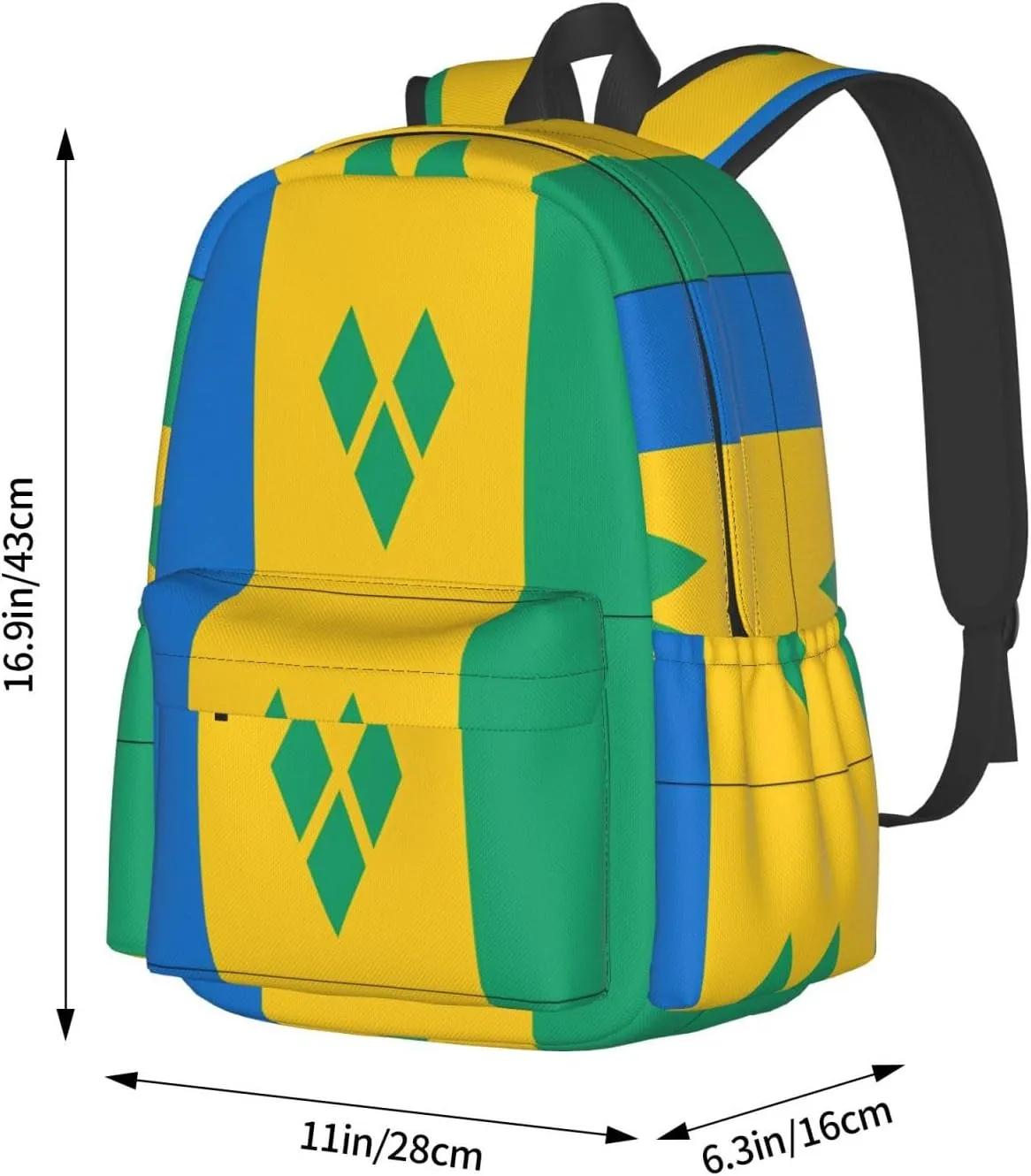Saint Vincent Grenadines Flag Casual Backpack Large Capacity Travel Backpacks Laptop Daypack Commuter Rucksack Adjustable Strap Sports Bags for Hiking Biking