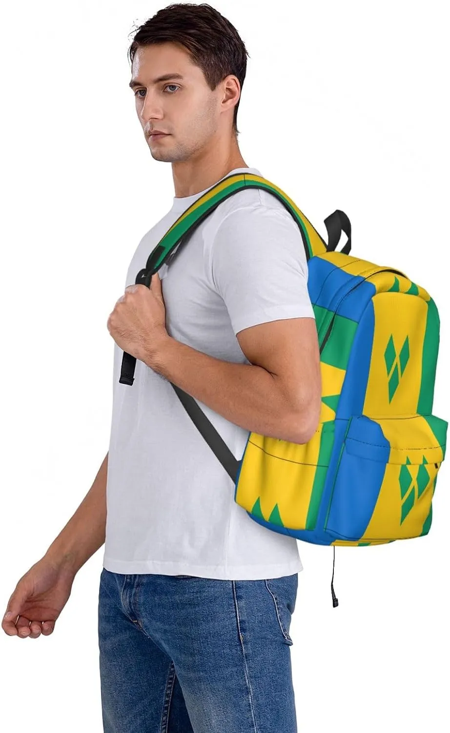 Saint Vincent Grenadines Flag Casual Backpack Large Capacity Travel Backpacks Laptop Daypack Commuter Rucksack Adjustable Strap Sports Bags for Hiking Biking
