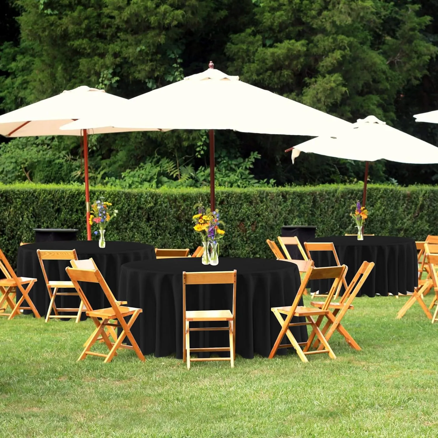 sancua 90 Inch Round Tablecloth Black, 8 Pack - Circle Polyester Fabric Table Cloth for Wedding Party Reception Banquet Birthday, Washable Formal Table Cover (Fit 30-72 Inch Tables)