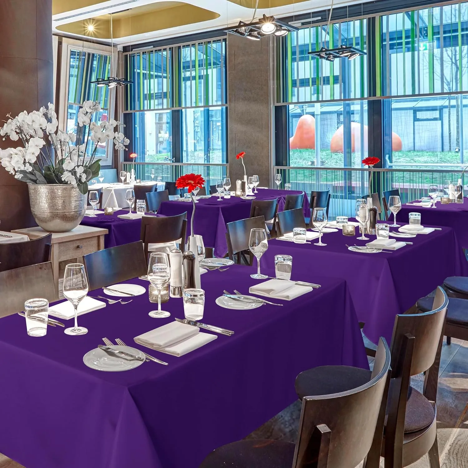 sancua Purple Tablecloths for 6 Foot Rectangle Tables, 8 Pack - Washable Polyester Fabric Table Cloth for Wedding Party, Birthday, Banquet Reception, 54x108 Inch
