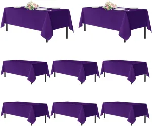 sancua Purple Tablecloths for 6 Foot Rectangle Tables, 8 Pack - Washable Polyester Fabric Table Cloth for Wedding Party, Birthday, Banquet Reception, 54x108 Inch