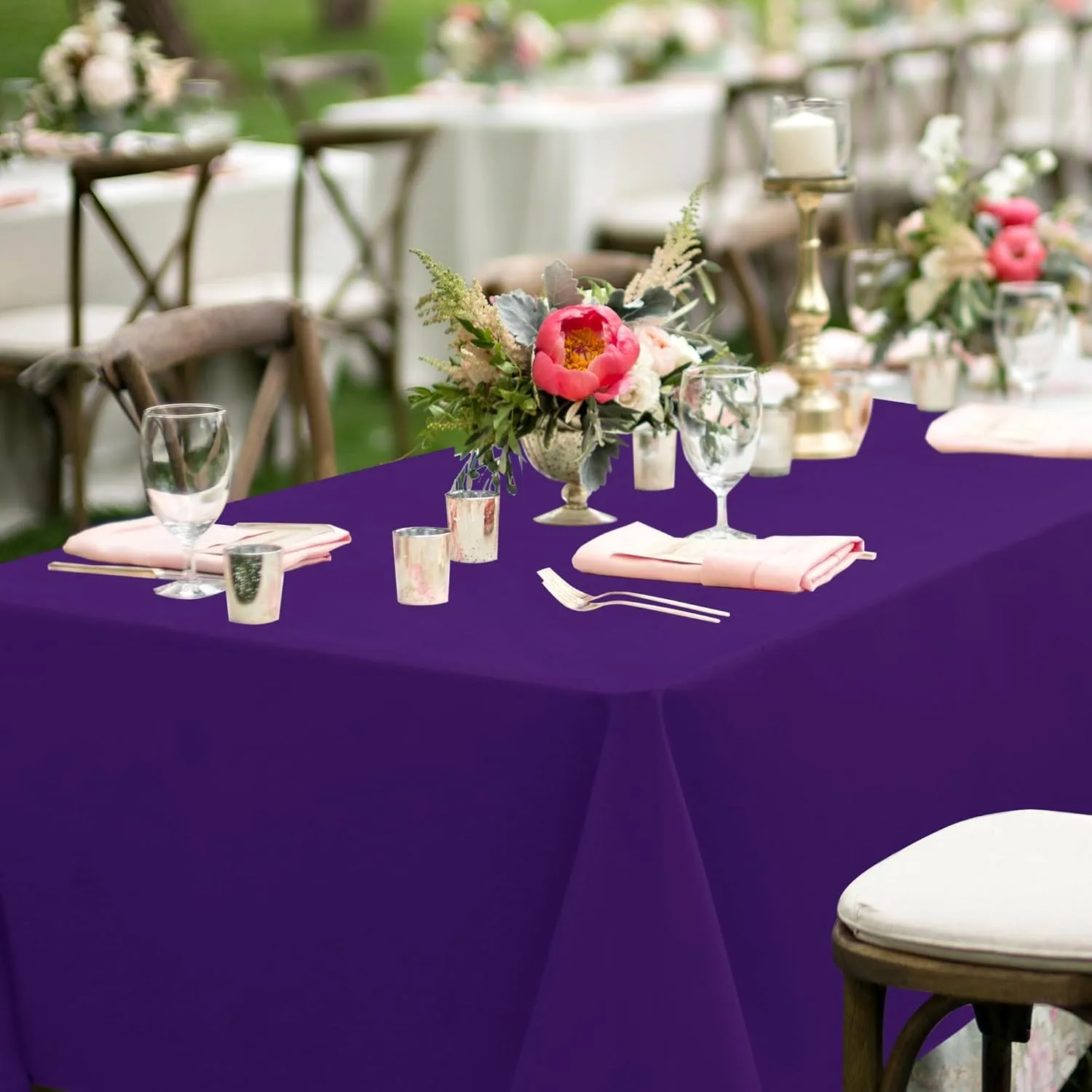 sancua Purple Tablecloths for 6 Foot Rectangle Tables, 8 Pack - Washable Polyester Fabric Table Cloth for Wedding Party, Birthday, Banquet Reception, 54x108 Inch