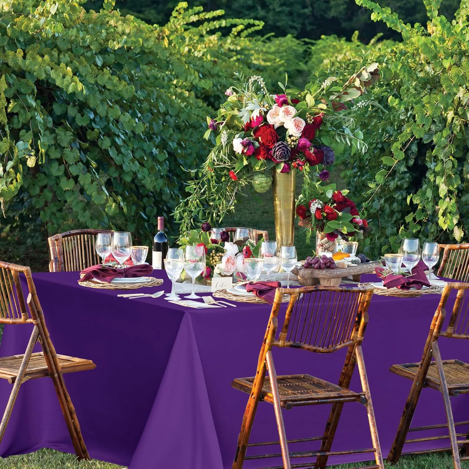 sancua Purple Tablecloths for 6 Foot Rectangle Tables, 8 Pack - Washable Polyester Fabric Table Cloth for Wedding Party, Birthday, Banquet Reception, 54x108 Inch