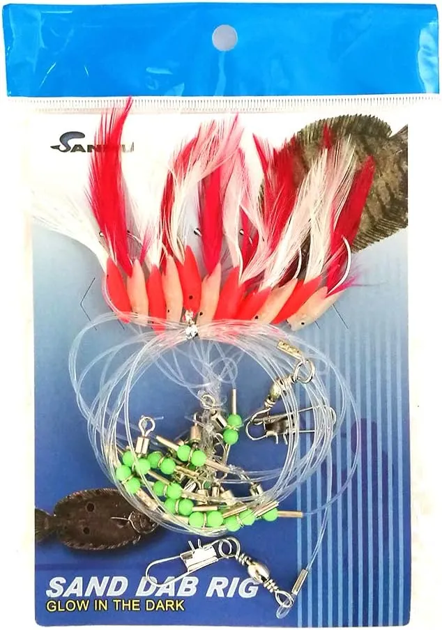 Sand Dab Rigs #C 12 Hook Glow in Dark 3 Packs