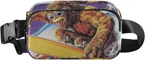 Sasquatch Surfing Fanny Pack Water Resistant, Women Men Waist Pack Sling Bag Purse for Travel Hiking