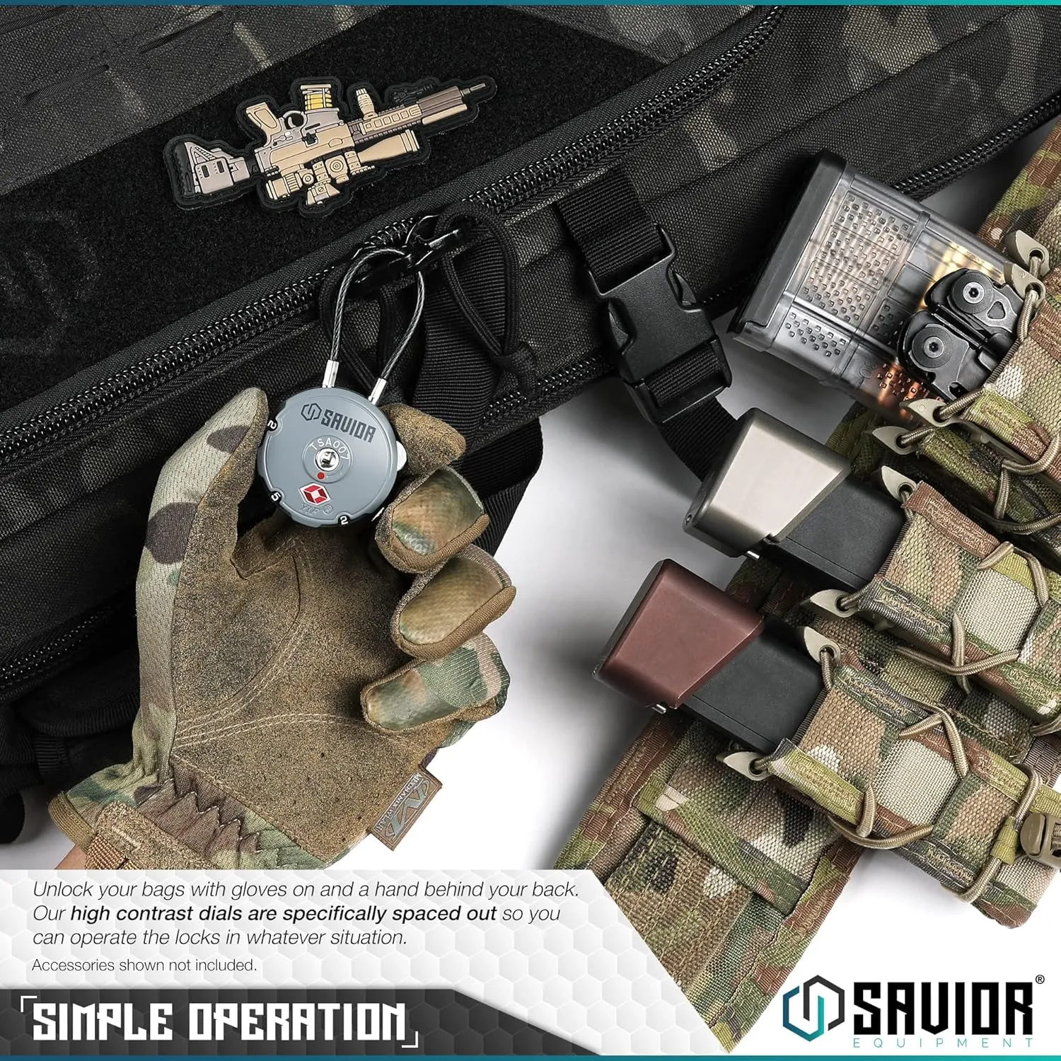 Savior Equipment Quality TSA-Approved 3-Digit Combination Cable Travel Luggage Locks for Rifle Bag Firearm Gun Case Accessories Ammo Boxes Outdoor Storage, RAL 8000 Tan, 2-Pack