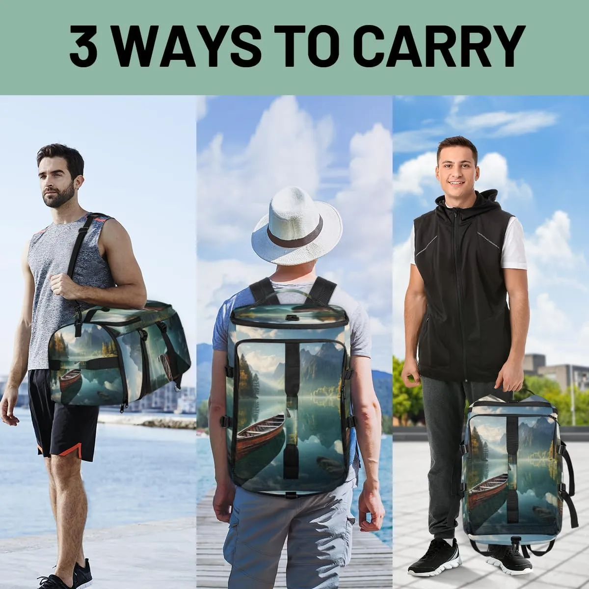 Scenic Lake Travel Backpack Carry On Flight Approved for Women Men, 18.9 Inch Large Landscape Mountain Airline Approved Luggage Weekender Backpacks