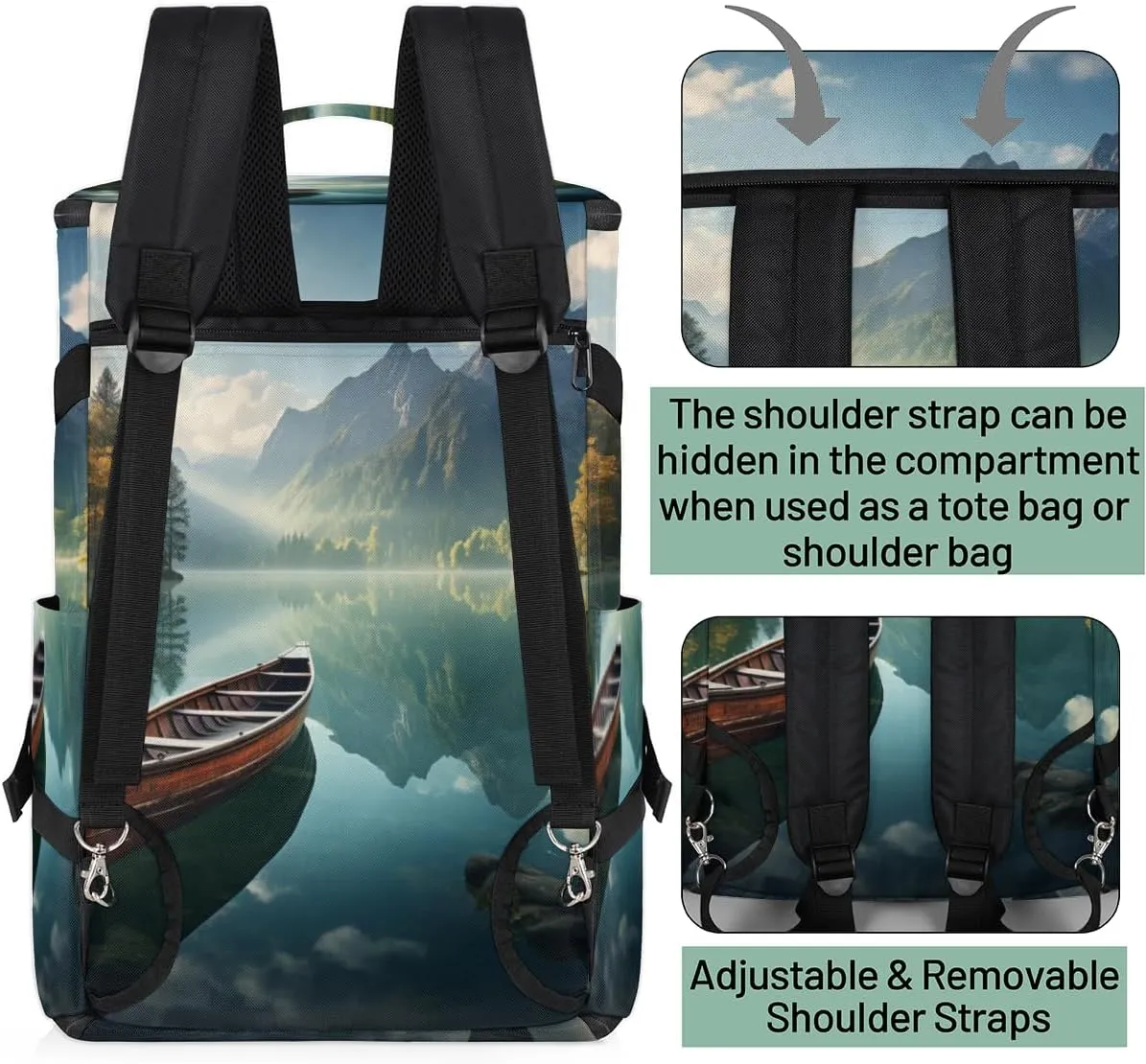 Scenic Lake Travel Backpack Carry On Flight Approved for Women Men, 18.9 Inch Large Landscape Mountain Airline Approved Luggage Weekender Backpacks