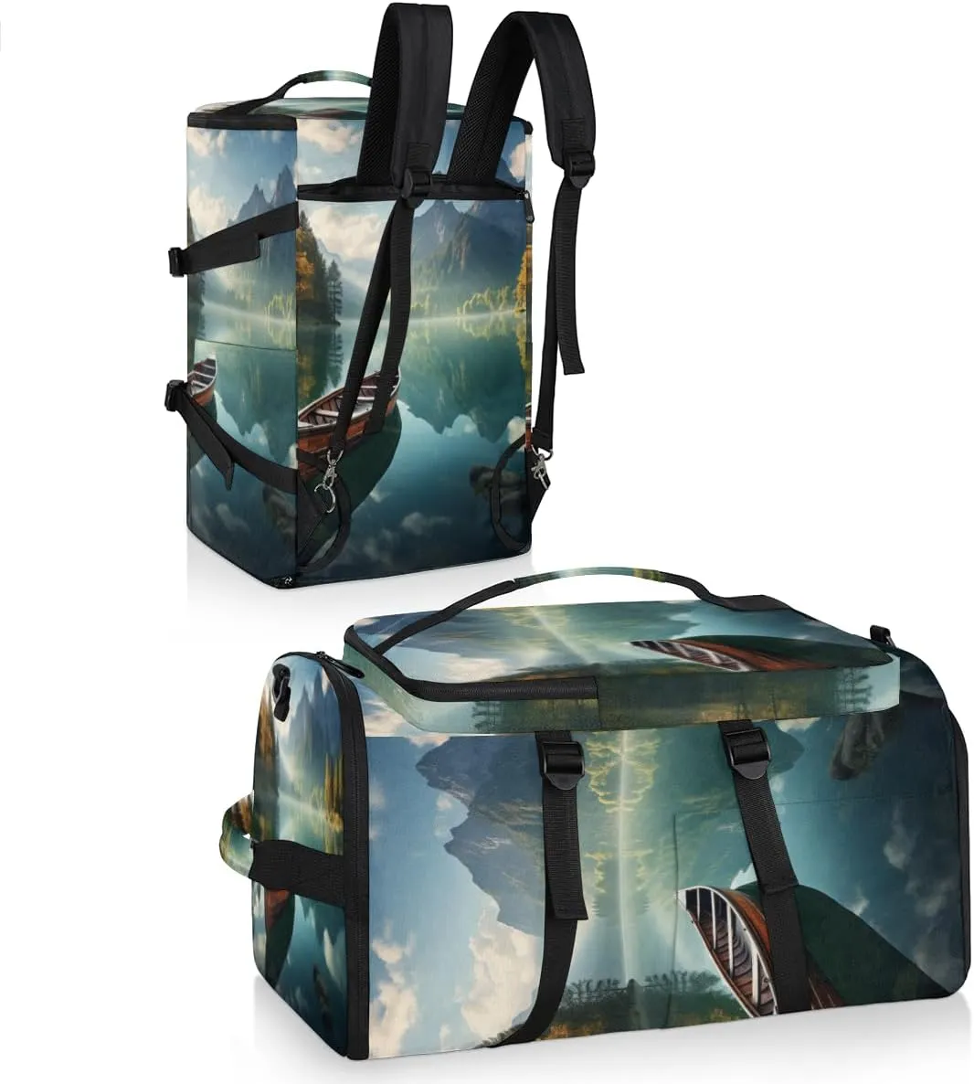 Scenic Lake Travel Backpack Carry On Flight Approved for Women Men, 18.9 Inch Large Landscape Mountain Airline Approved Luggage Weekender Backpacks