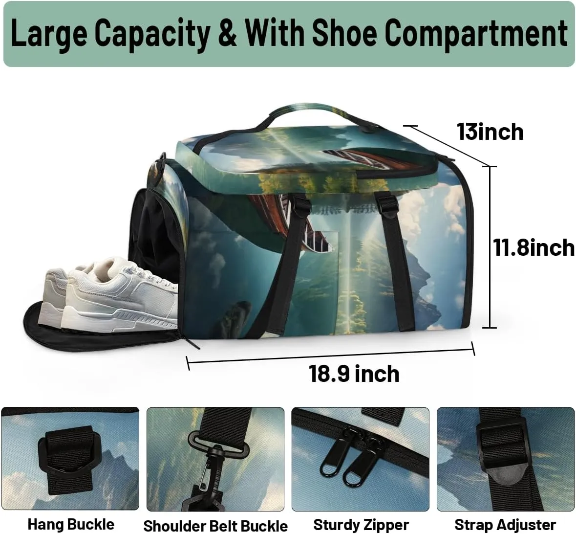 Scenic Lake Travel Backpack Carry On Flight Approved for Women Men, 18.9 Inch Large Landscape Mountain Airline Approved Luggage Weekender Backpacks