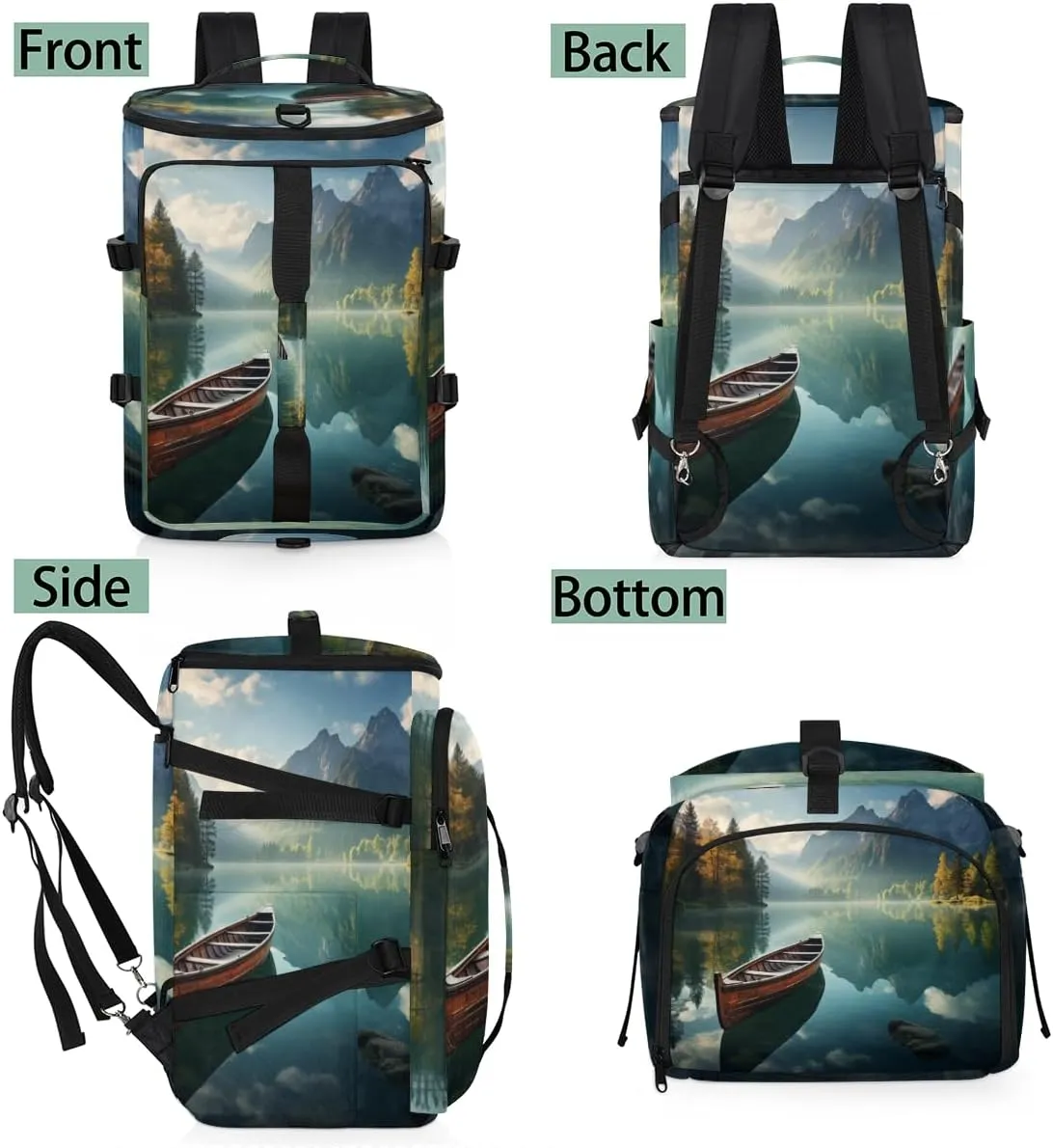 Scenic Lake Travel Backpack Carry On Flight Approved for Women Men, 18.9 Inch Large Landscape Mountain Airline Approved Luggage Weekender Backpacks
