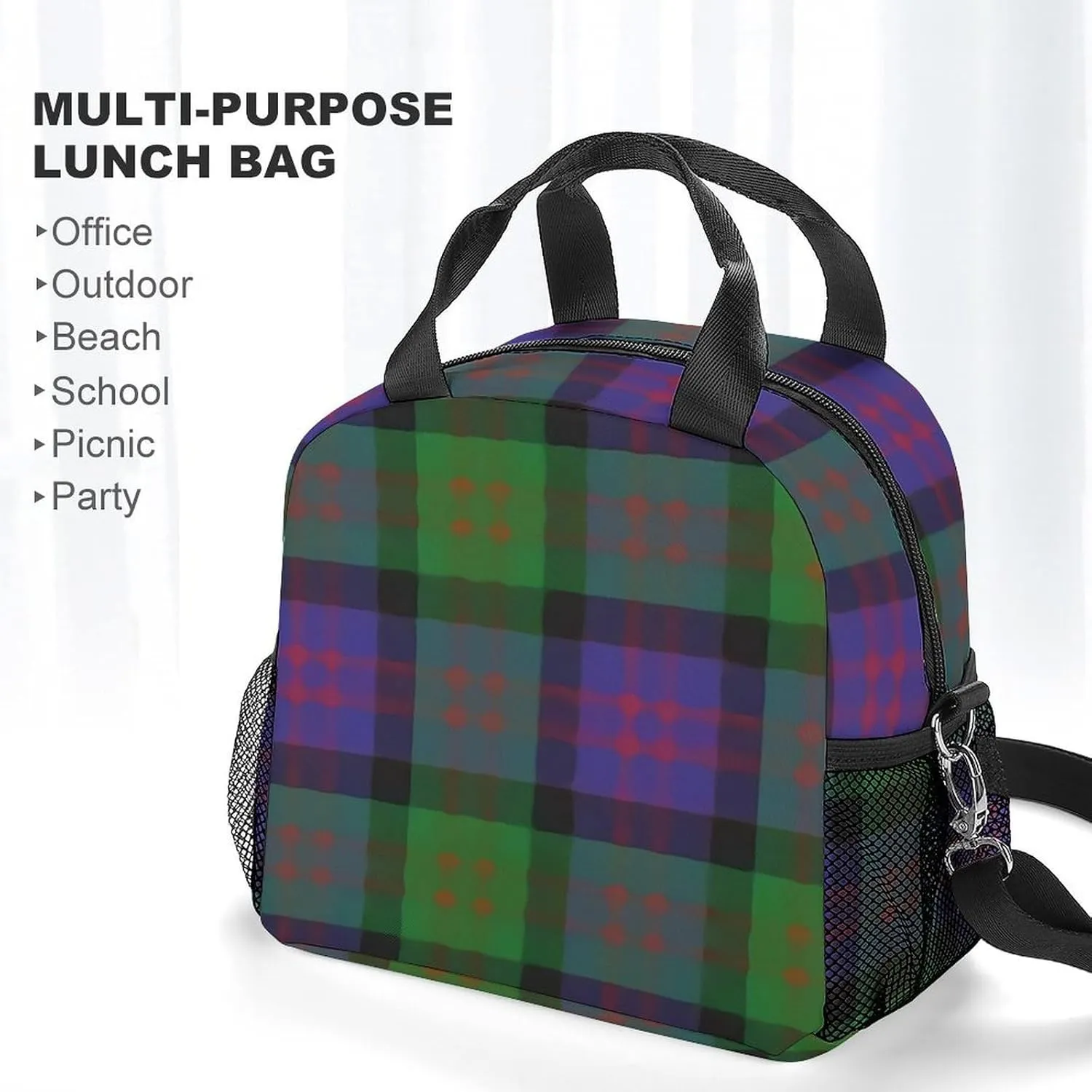Scottish Clan MacDonald Donald Tartan Plaid Adjustable Shoulder Strap Insulated And Leak Proof Premium Lunch Bag Unisex