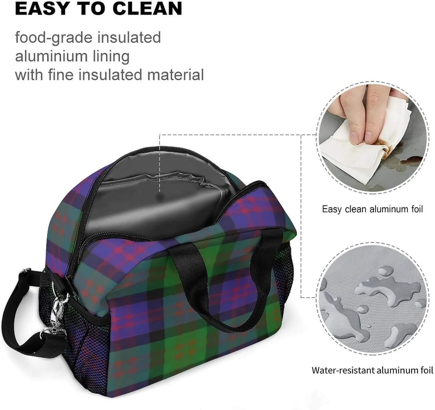 Scottish Clan MacDonald Donald Tartan Plaid Adjustable Shoulder Strap Insulated And Leak Proof Premium Lunch Bag Unisex