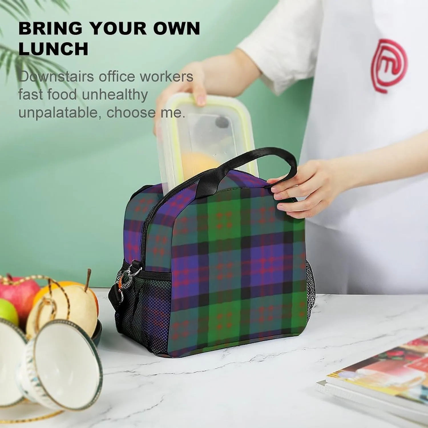 Scottish Clan MacDonald Donald Tartan Plaid Adjustable Shoulder Strap Insulated And Leak Proof Premium Lunch Bag Unisex