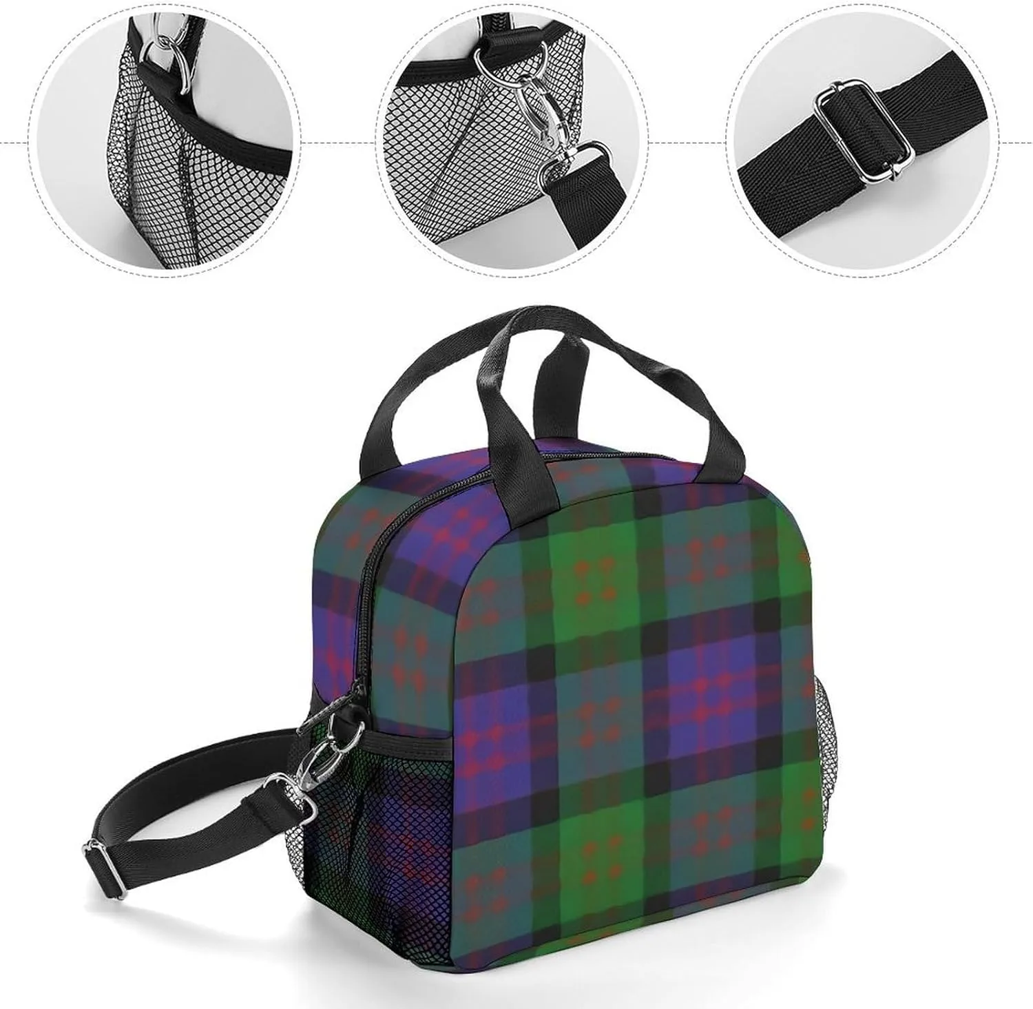 Scottish Clan MacDonald Donald Tartan Plaid Adjustable Shoulder Strap Insulated And Leak Proof Premium Lunch Bag Unisex