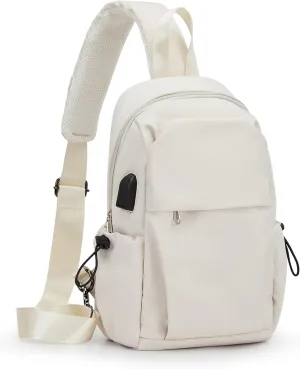 SEAFEW Tactical Backpacks Small Sling Bag Crossbody Backpack Shoulder Bag for Men Women, Multipurpose Anti-Theft Cross Body Chest Bags, One Strap Backpack for Walking Biking Travel Cycling Off White