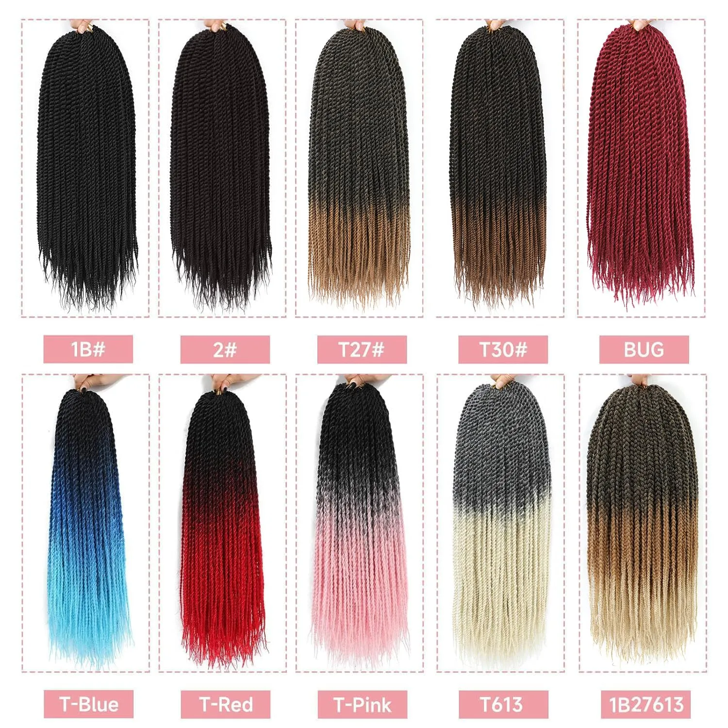 Senegalese Twist Crochet Hair-5 Packs 18 Inch Ombre Red Senegalese Twist Crochet Braids For Women Human Hair,Pre Looped Crochet Braids, Colorful Synthetic Twist Crochet Hair(18in,1B/Red#)