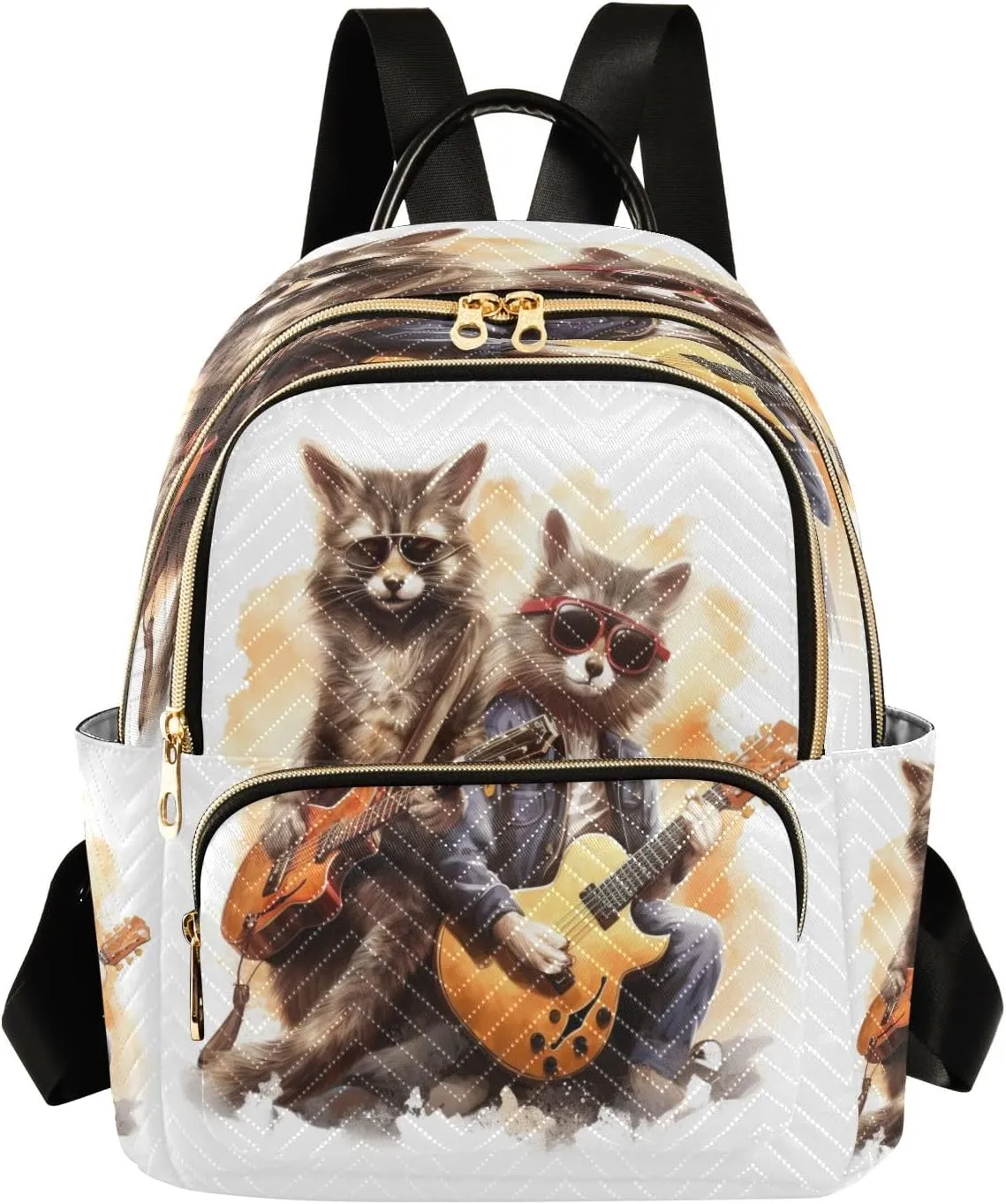 senya Guitar Combination Civet Cat Women Backpack Purse Travel Daypack Shoulder Bag