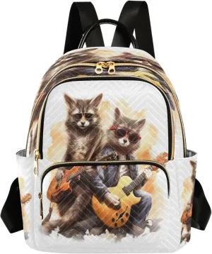 senya Guitar Combination Civet Cat Women Backpack Purse Travel Daypack Shoulder Bag