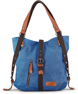 SHANGRI-LA Canvas Tote Handbag Casual Purse Shoulder Bag for Women Convertible Backpack