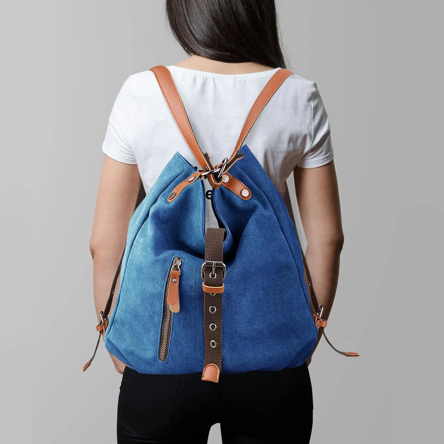 SHANGRI-LA Canvas Tote Handbag Casual Purse Shoulder Bag for Women Convertible Backpack