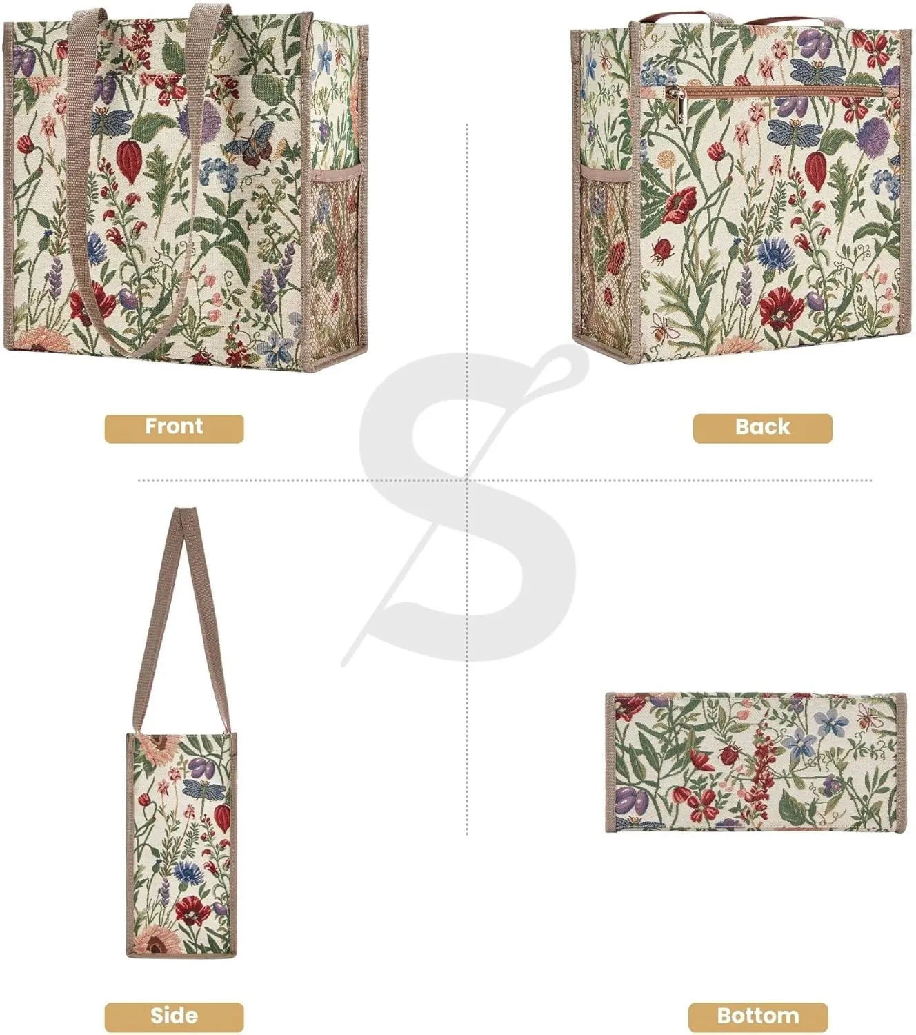 Signare Floral Shopping Tote Bag with Garden Flower Pattern
