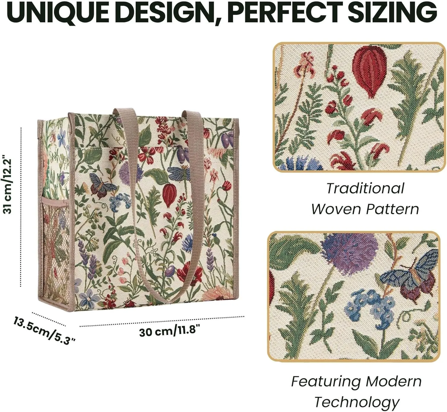Signare Floral Shopping Tote Bag with Garden Flower Pattern