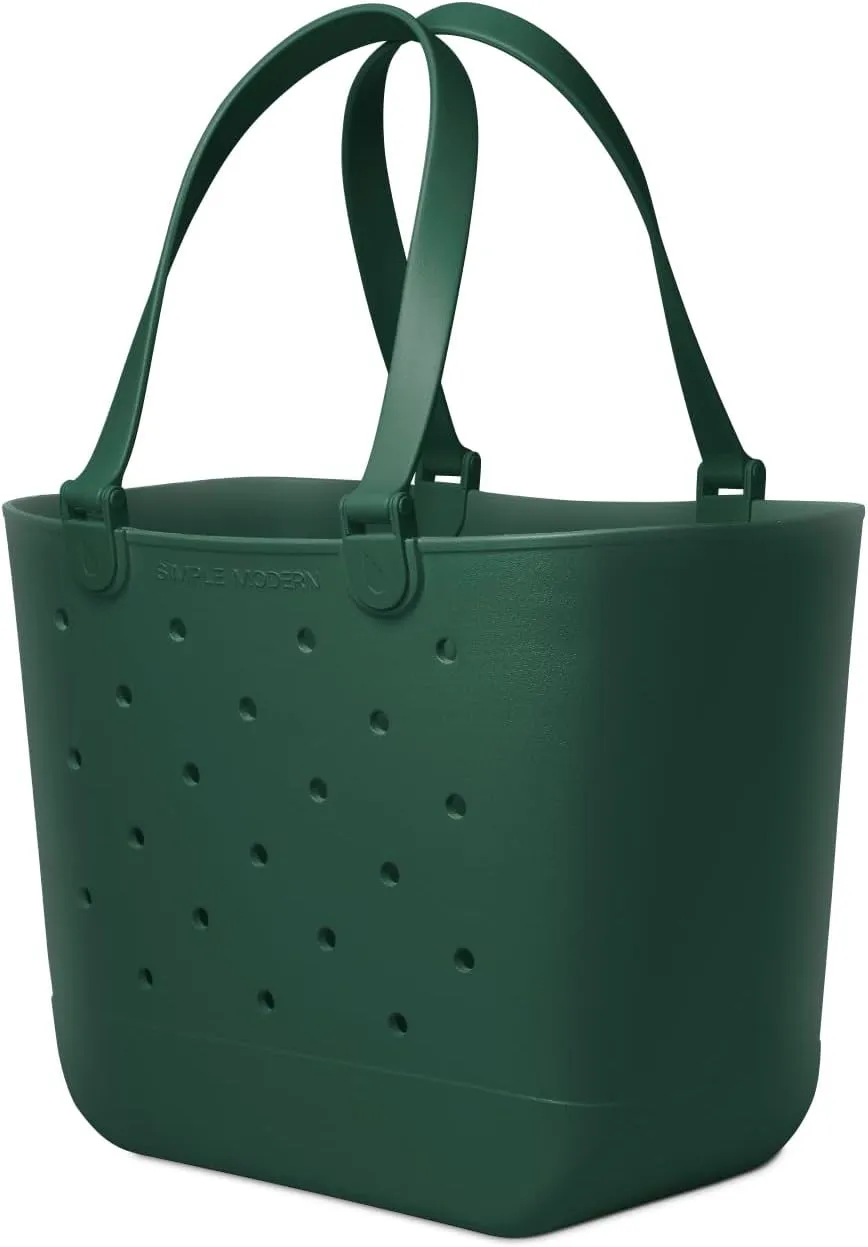 Simple Modern Extra-Large Beach Bag | Waterproof Getaway Rubber Tote with Zipper Pocket for Travel, Pool, Boat, Groceries, Sports | Forest