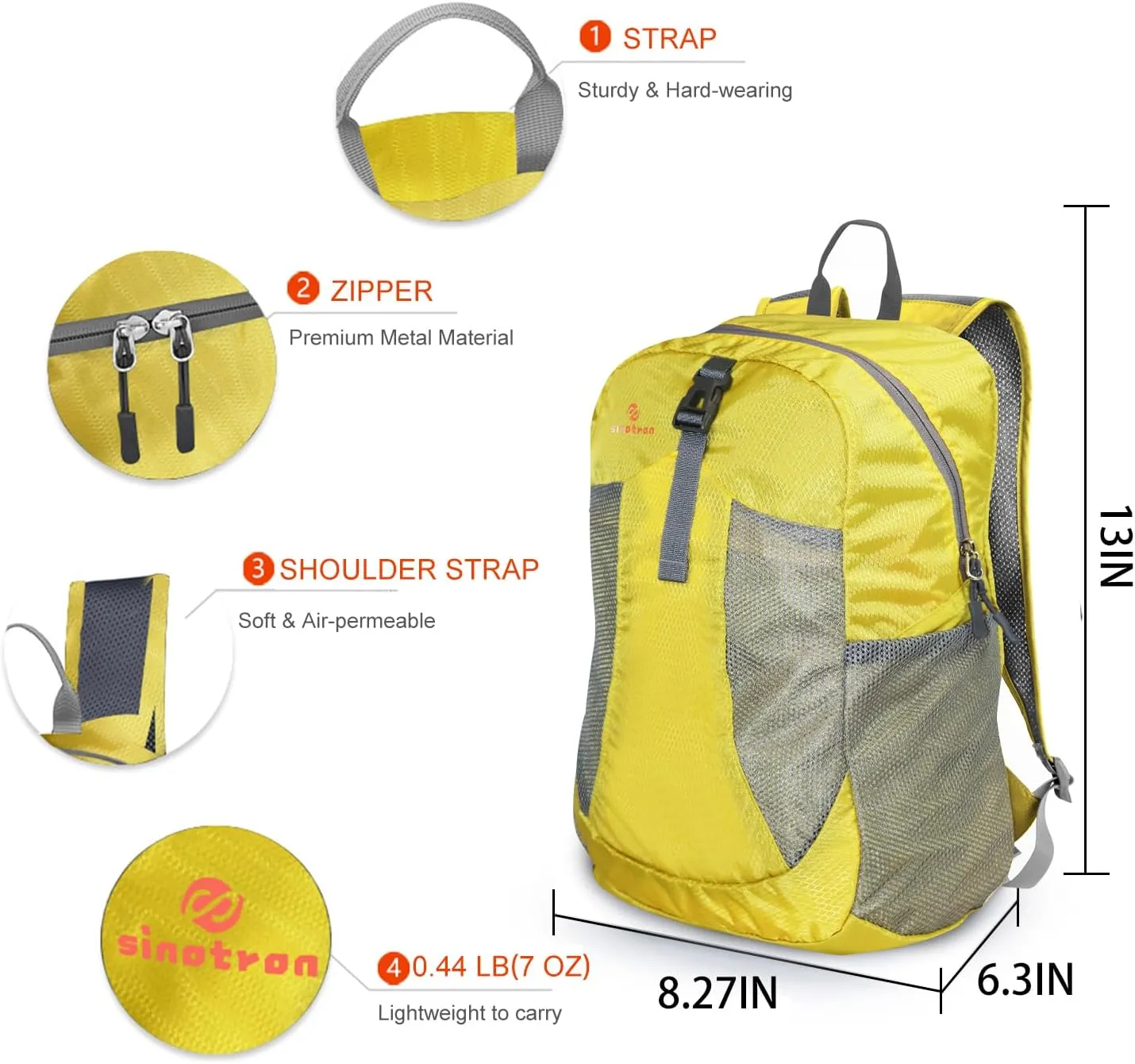 sinotron 22L Lightweight Packable Hiking Backpack, Small Hiking Backpack Day Pack for Women Men Travel Camping Vacation