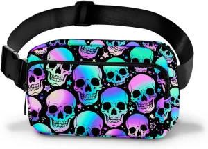 Skull Fanny Pack Women Belt Bag Fashion Waist Pack Easy for Store with Adjustable Strap Traveling Hiking Running Walking