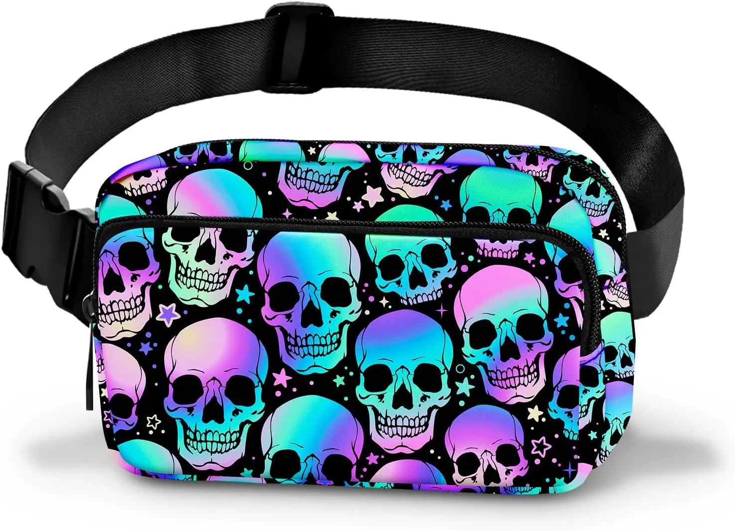 Skull Fanny Pack Women Belt Bag Fashion Waist Pack Easy for Store with Adjustable Strap Traveling Hiking Running Walking