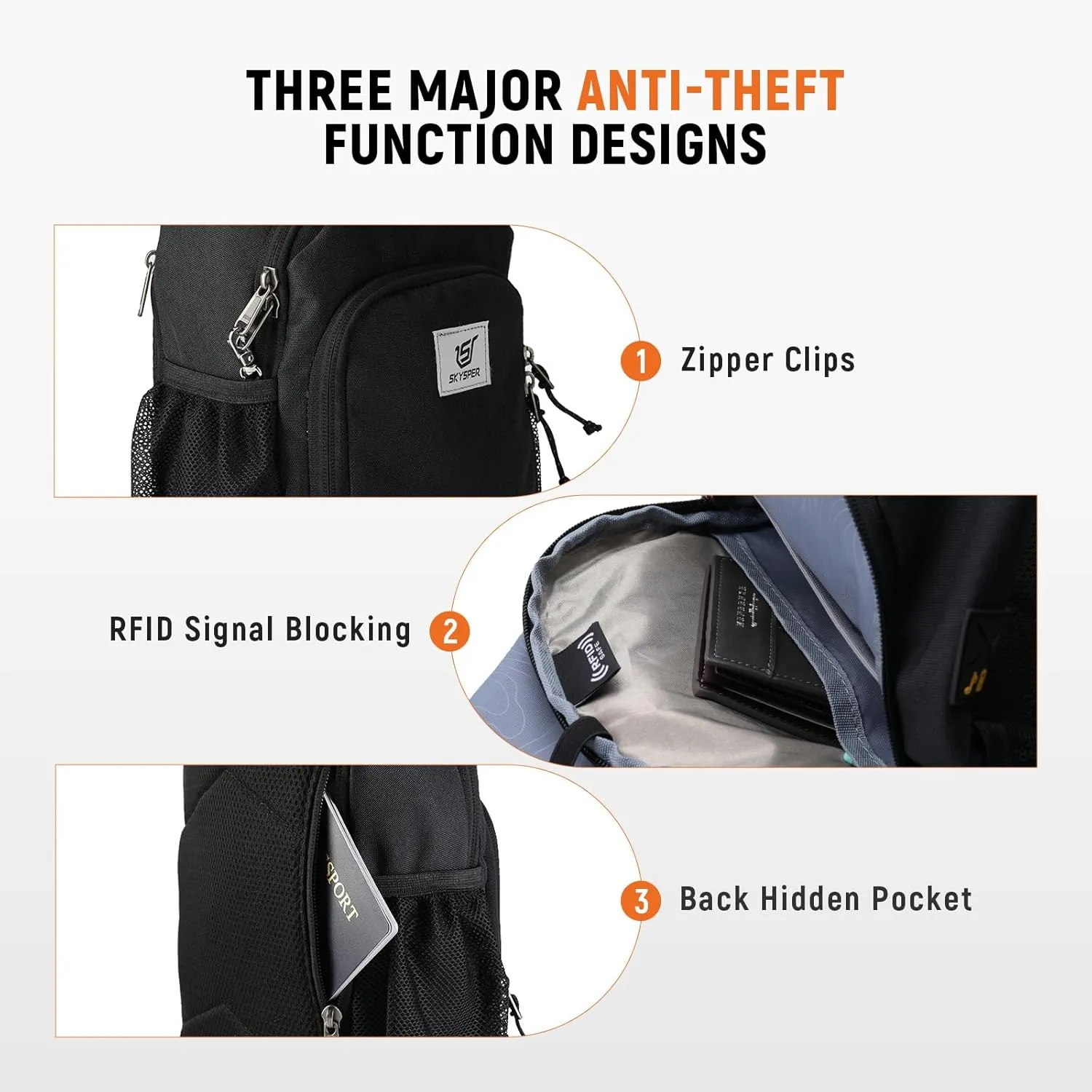 SKYSPER Travel Sling Bag for Men And Women - Small Hiking Crossbody Bags for Mens and Womens - Anti Theft and Waterproof One Strap Shoulder Backpack - Cross Chest Body Back Pack