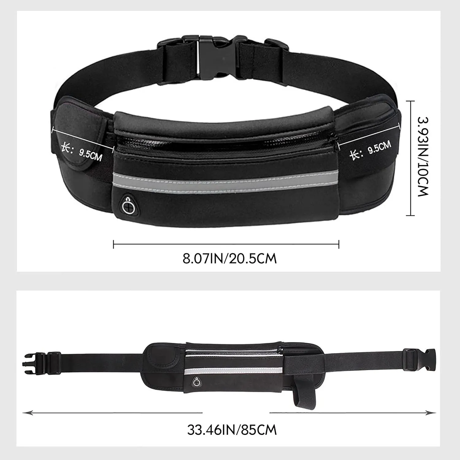 Slim Running Belt, Waterproof Fanny Pack for Men,Phone Holder for Running,Reflective Waist Bag,Runners Belt Pouch,Money Belt,Waist Pack for Camping Running Workout Travel