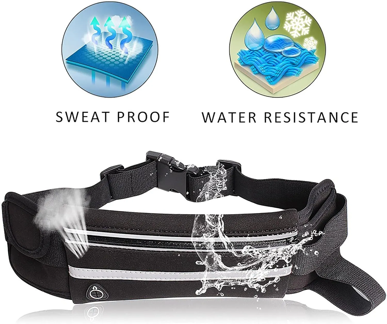 Slim Running Belt, Waterproof Fanny Pack for Men,Phone Holder for Running,Reflective Waist Bag,Runners Belt Pouch,Money Belt,Waist Pack for Camping Running Workout Travel