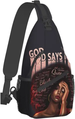 Sling Bag Crossbody Backpack Hiking Travel Daypack Chest Bag Lightweight Shoulder Bag For Women Men Gift African American Woman