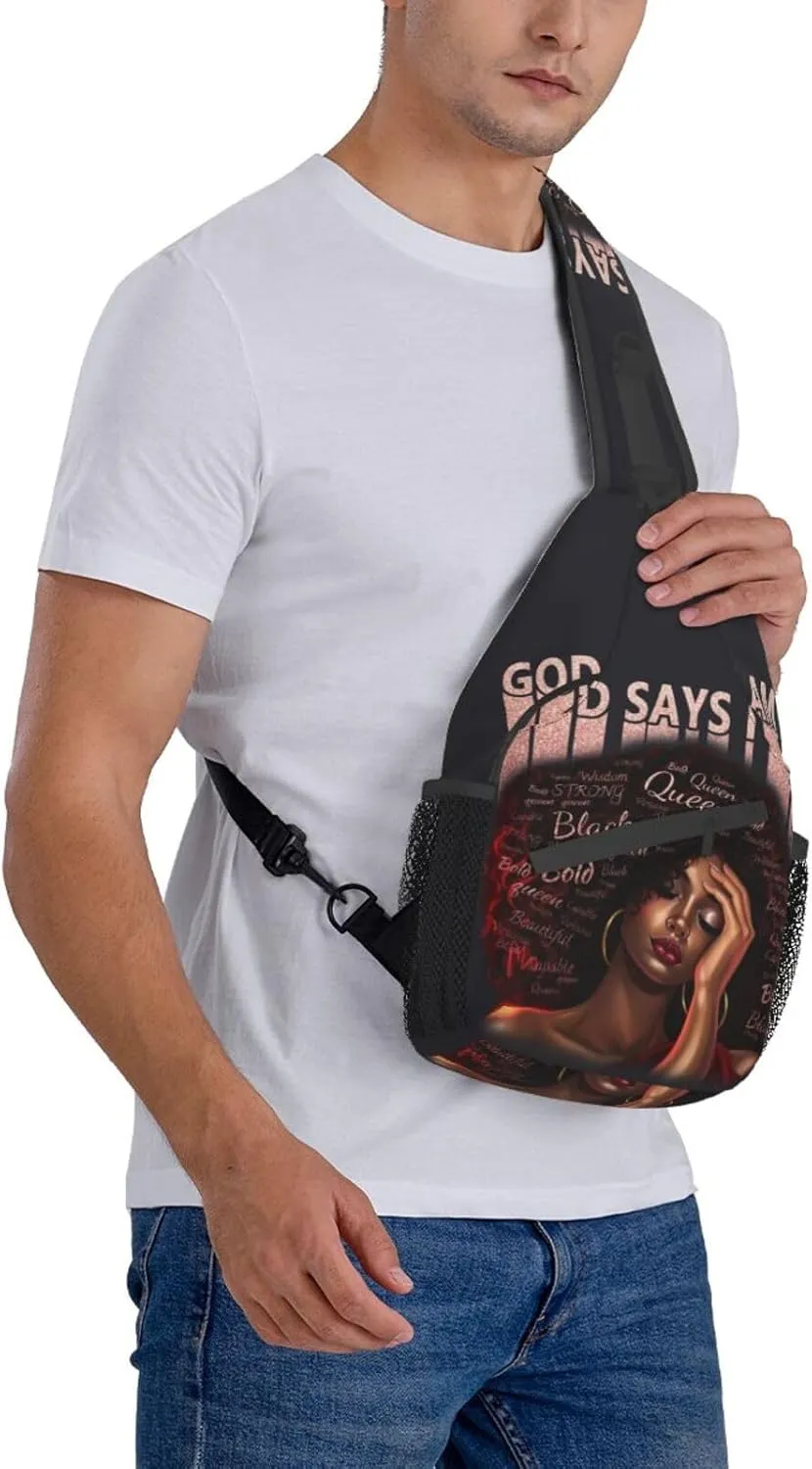 Sling Bag Crossbody Backpack Hiking Travel Daypack Chest Bag Lightweight Shoulder Bag For Women Men Gift African American Woman