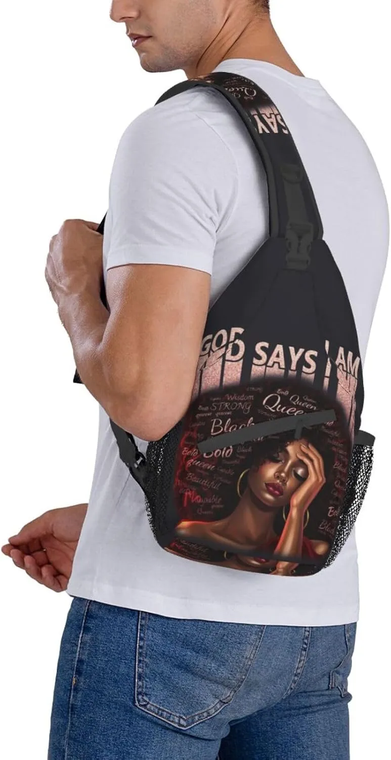 Sling Bag Crossbody Backpack Hiking Travel Daypack Chest Bag Lightweight Shoulder Bag For Women Men Gift African American Woman