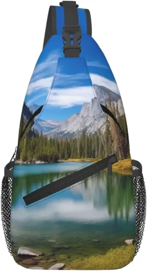 Sling Bag for Women Men Chest Bag Mountain Lakes Crossbody Bag Sling Backpack Fanny Packs Hiking Daypack for Travel