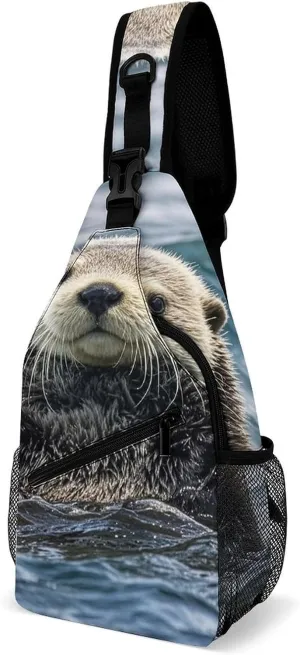 Sling Bag for Women Men Chest Bag Sea Otters Crossbody Bag Small Sling Backpack Daypack Fanny Packs