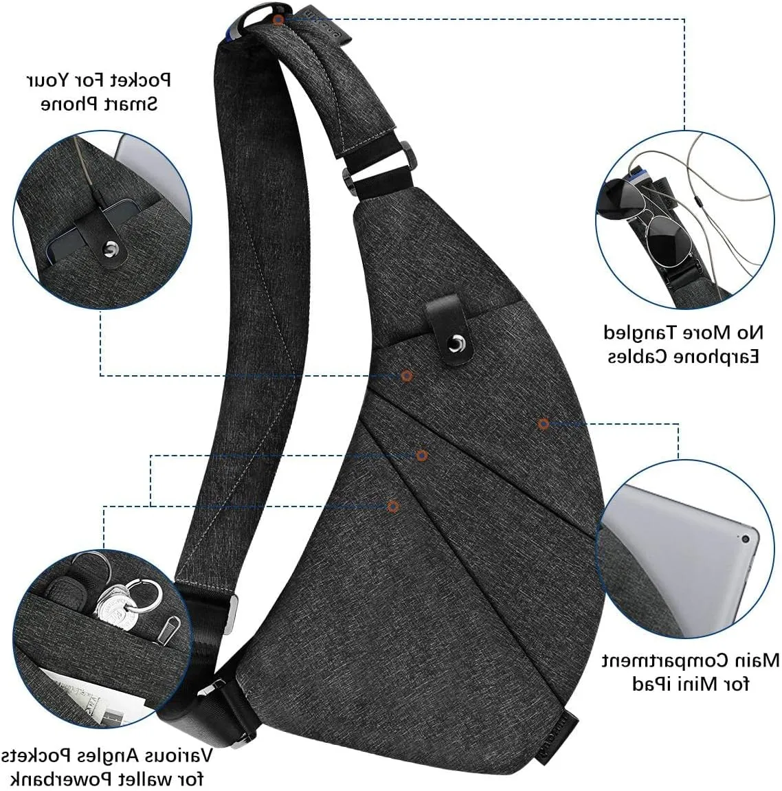 Sling Crossbody Bags Trendy Travel Anti Theft Safe Purse Bags for Women Men Waterproof