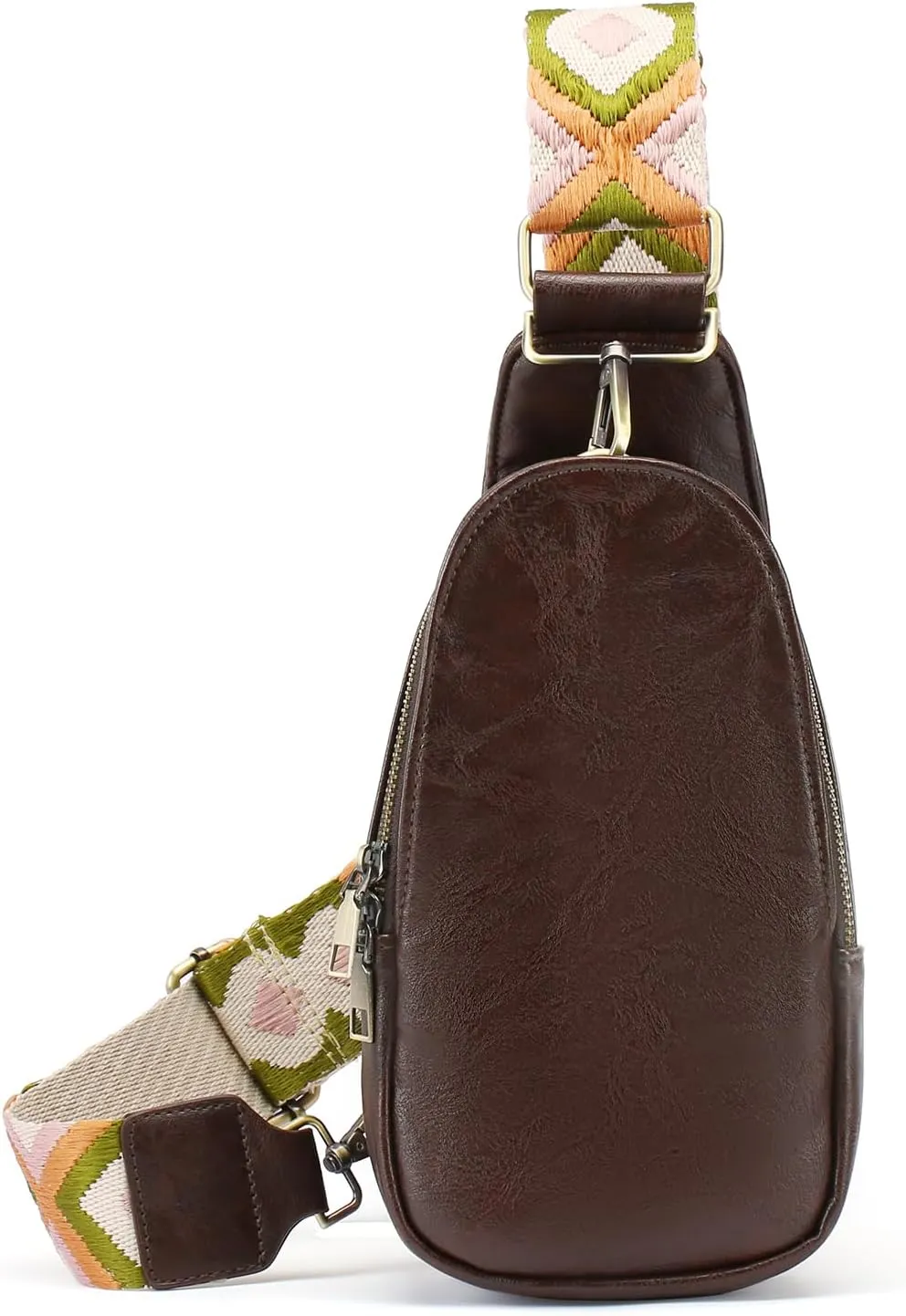 Small Sling Bag for Women Leather Fanny Pack Crossbody Chest Bag with Guitar Strap