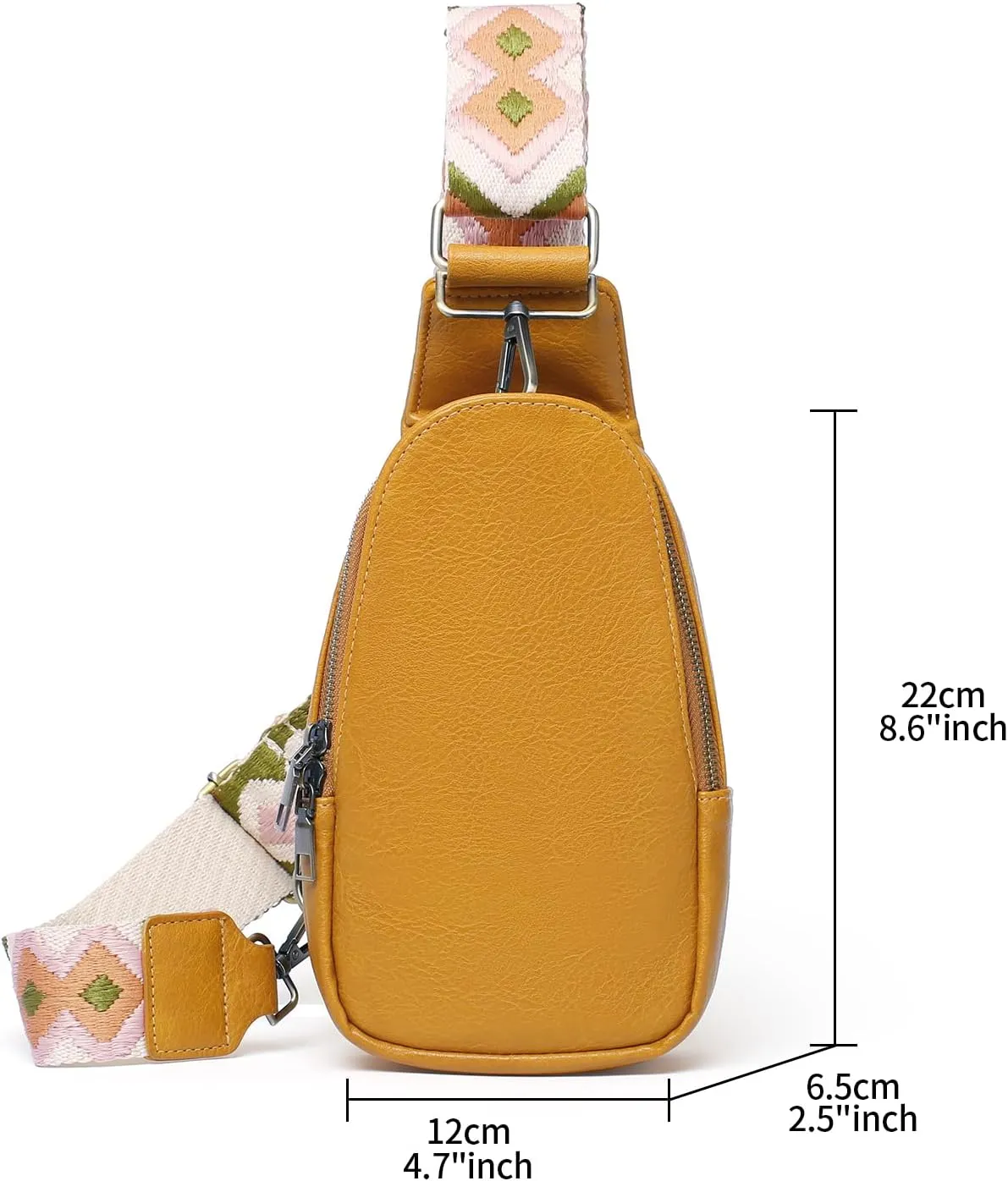 Small Sling Bag for Women Leather Fanny Pack Crossbody Chest Bag with Guitar Strap