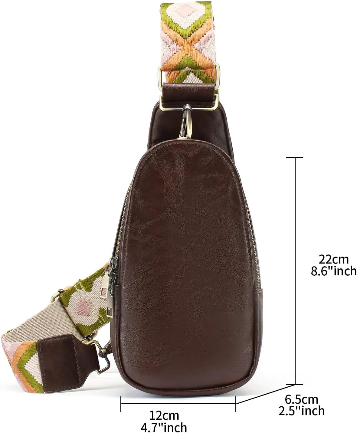 Small Sling Bag for Women Leather Fanny Pack Crossbody Chest Bag with Guitar Strap