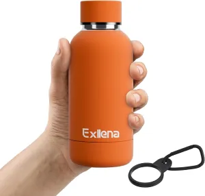 Small Water Bottle 12oz with Clip, Double Wall Stainless Steel Vacuum Small Insulated Water Bottle Keeps Drinks Cold 24 Hrs/Hot 12 Hrs for Kids Handbag School BPA Free (Bright Orange)